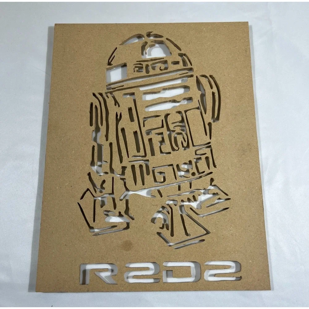 Star Wars R2-D2 Laser Cut Wood Wall Art MDF Stencil Sign Decor 12x9 Sci-Fi Geek